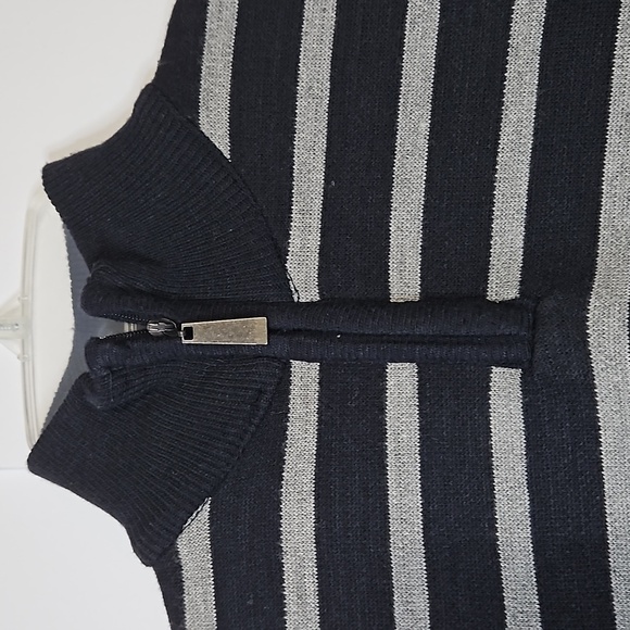 Sahara Club Bo Pullover Sweater  Quarter zip size 5 Navy  Grey Strip  NWT - Picture 2 of 7
